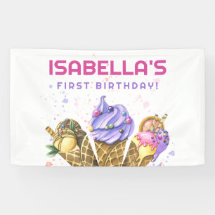 Banderoles Crème de glace 1er fête d'anniversaire