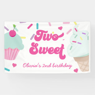 Banderoles Crème glacée et gâteau Deux douces 2e anniversaire