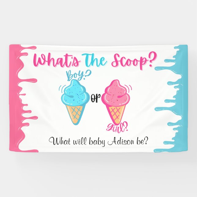 Banderoles Crème glacée Qu'est-ce que la Scoop Genre Reveal (Horizontal)