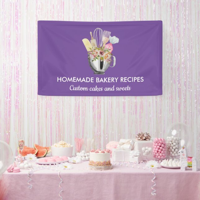 Banderoles Crème violette Élégante Pâtisserie de boulangerie  (Fête)