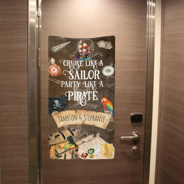 Banderoles Croisière Comme Une Fête De Voile Comme Une Croisi (Fun pirate cruise door banner)