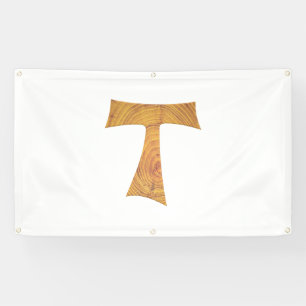 Banderoles Croix de Tau franciscaine en bois
