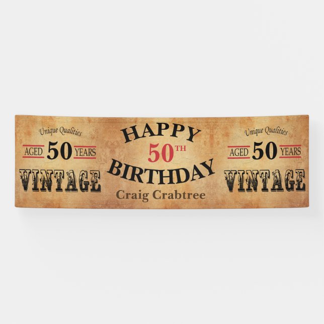 Banderoles Cru toute conception d'anniversaire d'âge (Horizontal)