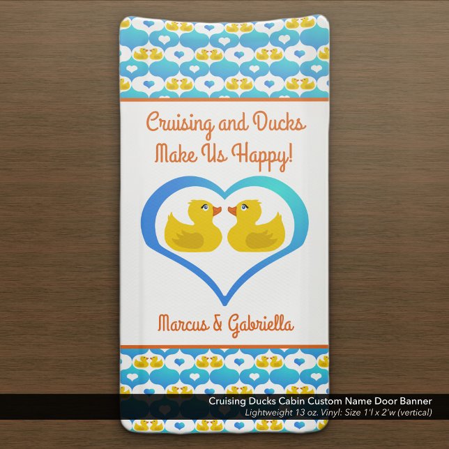 Banderoles Cruising Ducks Cabin Custom Name Door (Cruising Ducks Cabin Door Banner–Customized with Your Names.)