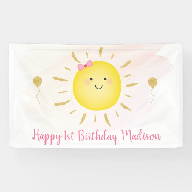 Banderoles Cuisine Sunshine Rose & Or Anniversaire (Horizontal)