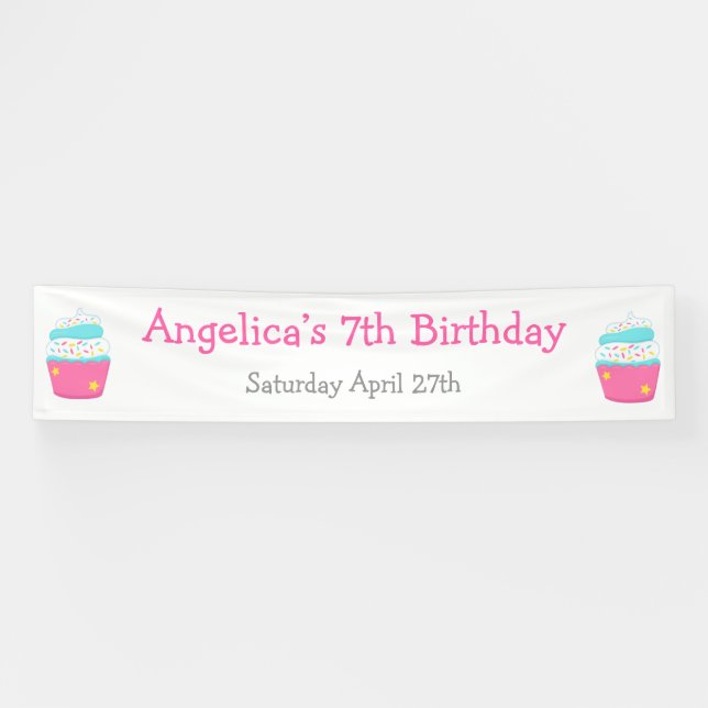 Banderoles Cupcake and Sprinkings Birthday Party (Horizontal)