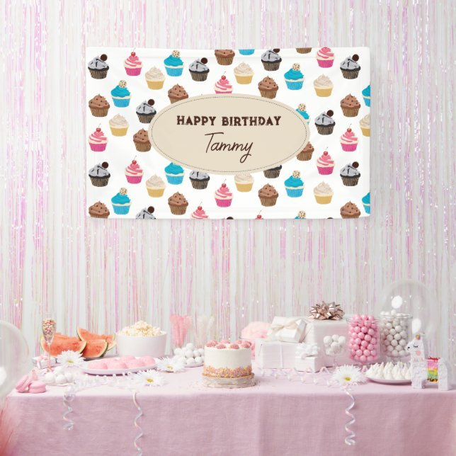 Banderoles Cupcakes Couleur Motif fête d'anniversaire (Fête)