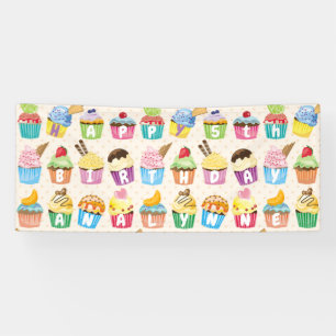 Banderoles Cupcakes Happy Birthday Ajouter Votre Nom Cute Goo