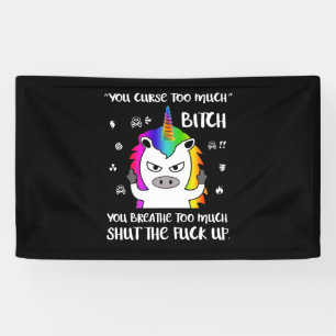Banderoles Cussing Angry Cursing Unicorn Funny