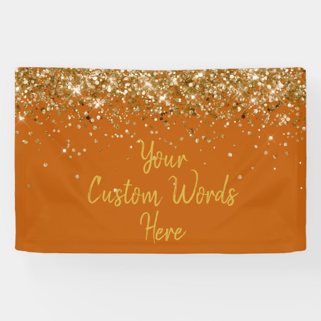 Banderoles Custom Burnt Orange Gold Birthday Party Photo Prop (Horizontal)