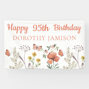 Banderoles Custom Happy 100th Birthday Fleurs sauvages