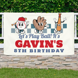 Banderoles Custom Retro Baseball fête d'anniversaire Vinyl Ou