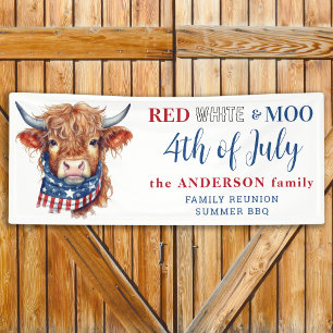 Banderoles Cute 4 juillet Rouge Blanc Bleu Patriotique Vache