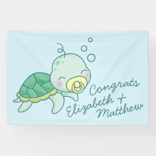 Banderoles Cute Baby shower de tortue de mer Kawaii