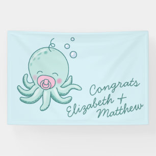 Banderoles Cute Baby shower Octopus Kawaii fille rose