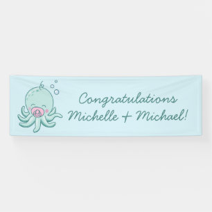 Banderoles Cute Baby shower Octopus Kawaii fille rose