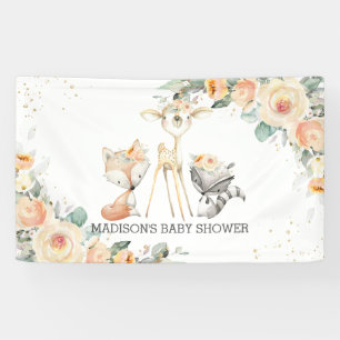 Banderoles Cute Bois Animaux Floraux Baby showers Contexte