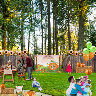 Banderoles Cute Citrouille Carriage Girl Birthday Fall Event