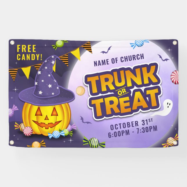 Banderoles Cute Citrouille Halloween bonbon Trunk ou traiter (Horizontal)