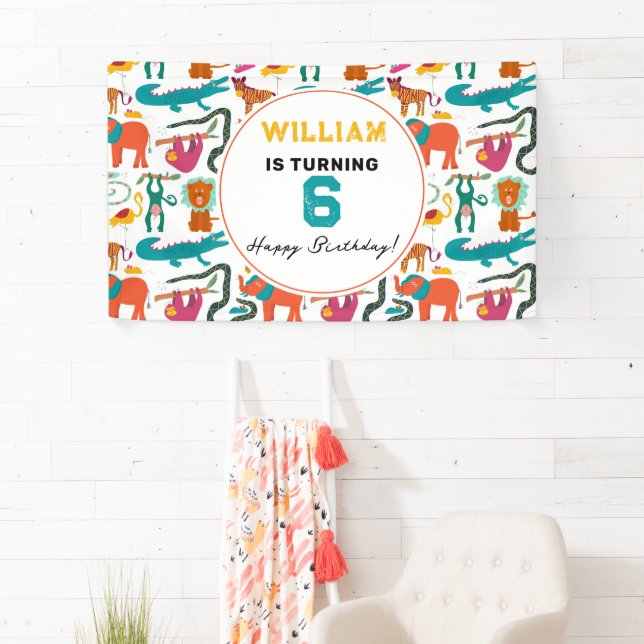 Banderoles Cute Colorful Animaux Abstraits Parti Anniversaire (En situation)