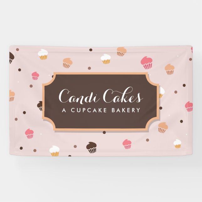 Banderoles Cute Cupcakes Boulangerie Motif rose (Horizontal)