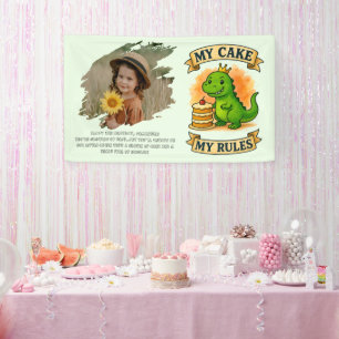 Banderoles Cute Dino Anniversaire Reine Mon gâteau Mes règles