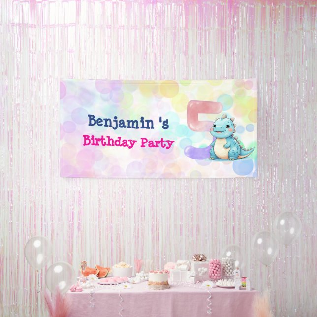 Banderoles Cute Dinosaur ruer garçon 5e anniversaire fête (Fête)