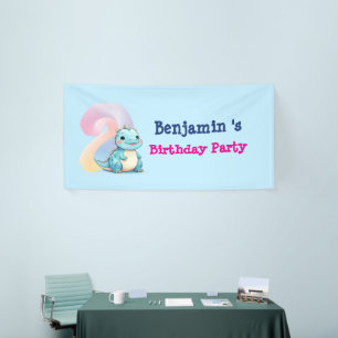 Banderoles Cute Dinosaur rugir garçon deuxième anniversaire