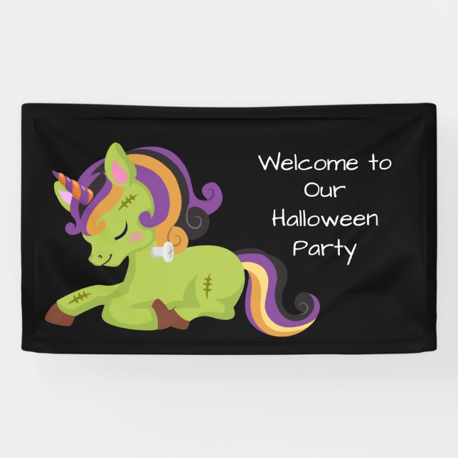 Banderoles Cute Frankenstein Unicorn Halloween Party (Horizontal)