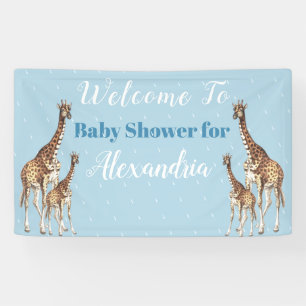 Banderoles Cute Giraffes Baby shower bleu garçon Aquarelle