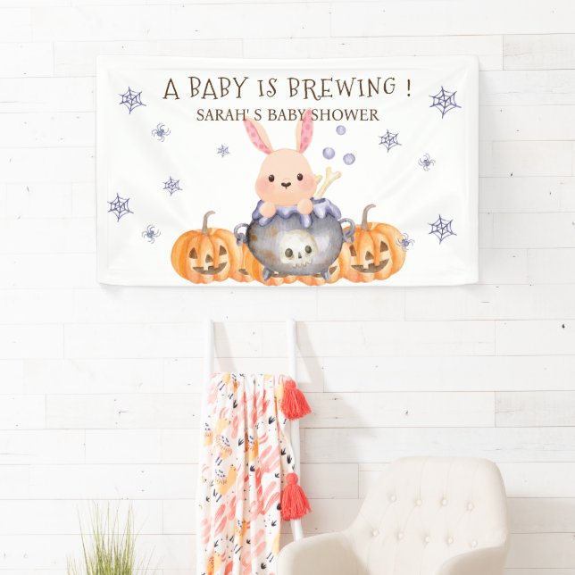 Banderoles Cute Halloween Cauldron Baby brasse douche (En situation)