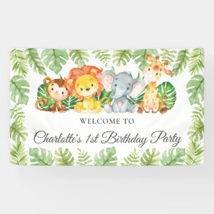 Banderoles Cute Jungle Animaux 1er Anniversaire Bienvenue Con