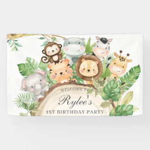 Banderoles Cute Jungle Animaux 1er anniversaire Décoration Ca