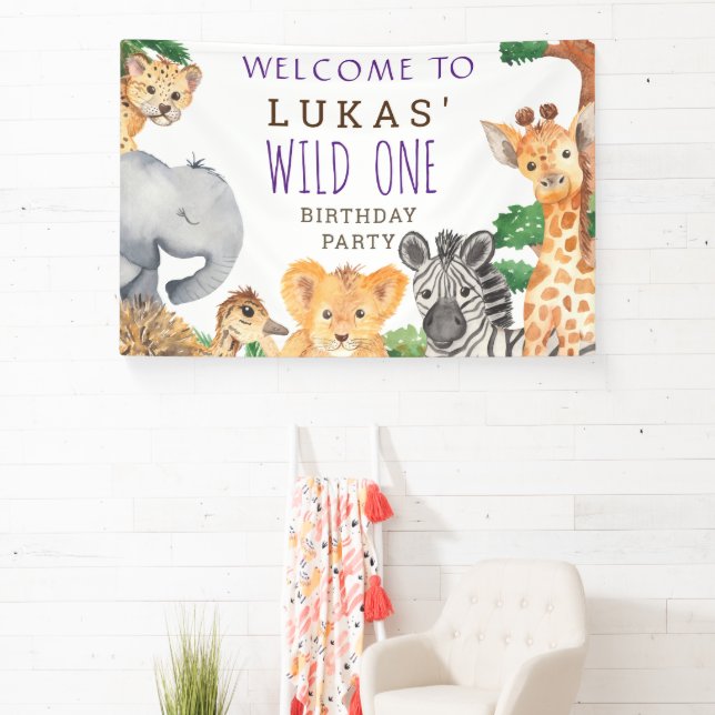 Banderoles Cute Jungle Safari 1er anniversaire fête Bienvenue (Insitu)