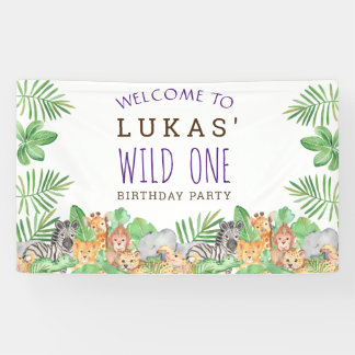 Banderoles Cute Jungle Safari 1er anniversaire fête Bienvenue