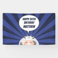 Cute Kawaii Drôle Cartoon Vache Joyeux 30e anniver