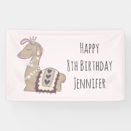 Banderoles Cute Llama Princess portant un anniversaire de la 