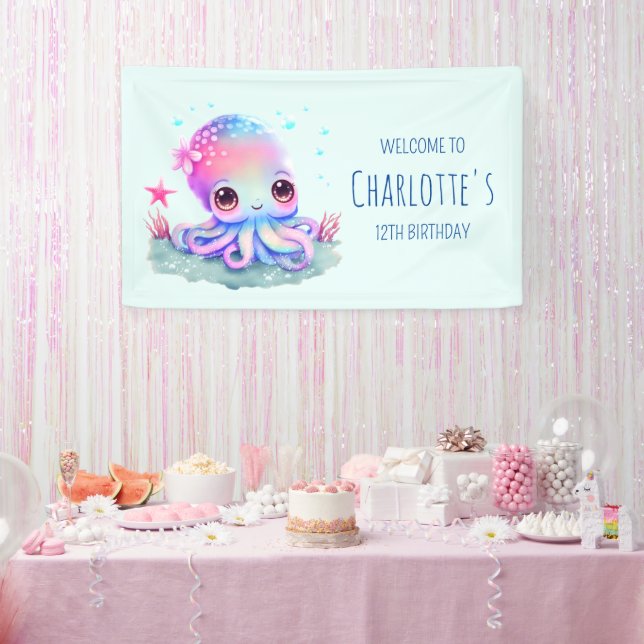 Banderoles Cute Octopus Sea Creator Anniversaire Bienvenue (Fête)