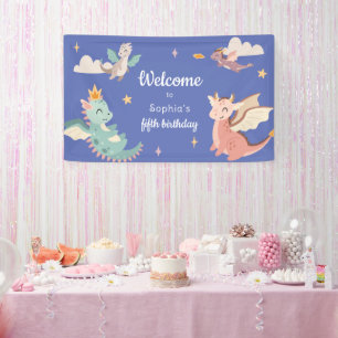 Banderoles Cute Pastel Dragons Anniversaire de enfant Party
