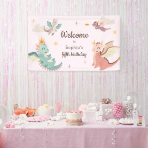 Banderoles Cute Pastel Dragons Anniversaire de enfant Party