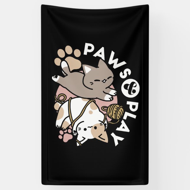 Banderoles Cute Playful Cats Design – Fun Paws and Play Art (Vertical)