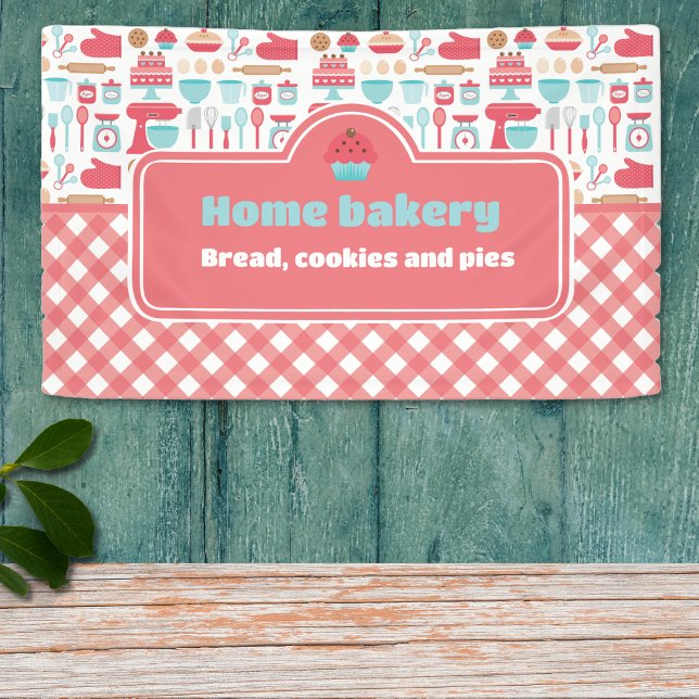 Banderoles Cute & Pratique Personnalisé Maison Boulangerie Co (Cute & Practical Custom Home Bakery Baking Design Banner)