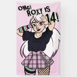 Banderoles Cute Punk Ado Girl Pink Cartoon 14e anniversaire