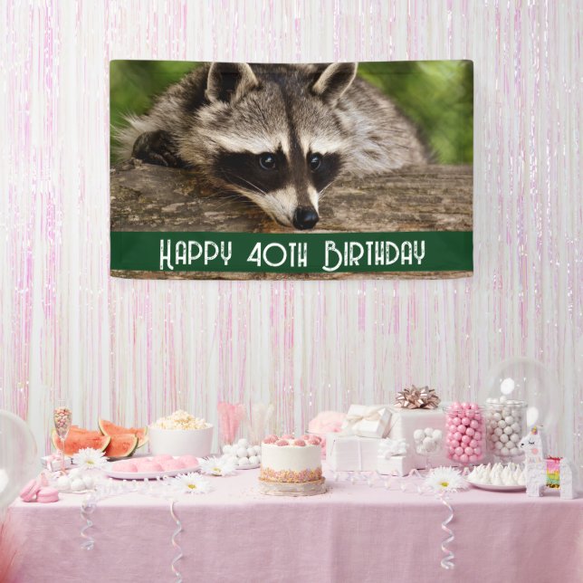 Banderoles Cute Raccoon reposant sur un journal Anniversaire (Fête)