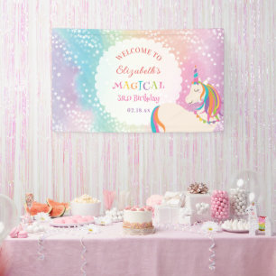 Banderoles Cute Rainbow Unicorn Magique Anniversaire Bienvenu