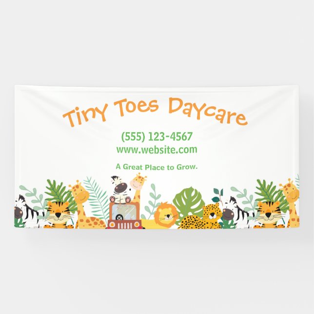 Banderoles Cute Safari Animaux Enfants Garderie Business (Horizontal)