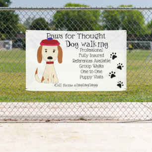 Banderoles Cute Spaniel Dog Walking Grooming Business
