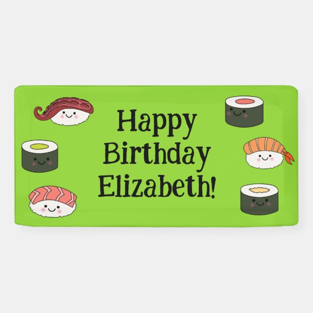 Banderoles Cute Sushi Enfants 1er anniversaire (Horizontal)