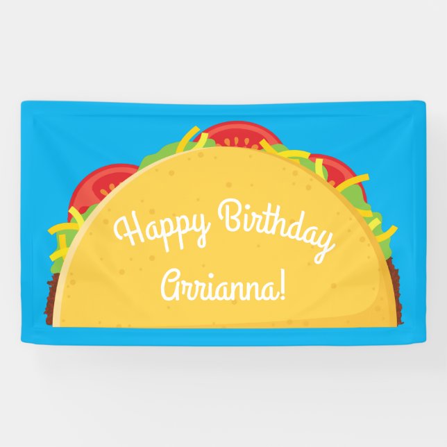 Banderoles Cute Taco Enfants 1er anniversaire fête Nourriture (Horizontal)