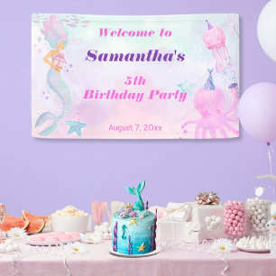 Banderoles Cute Under the Sea Sirène Anniversaire de enfant B